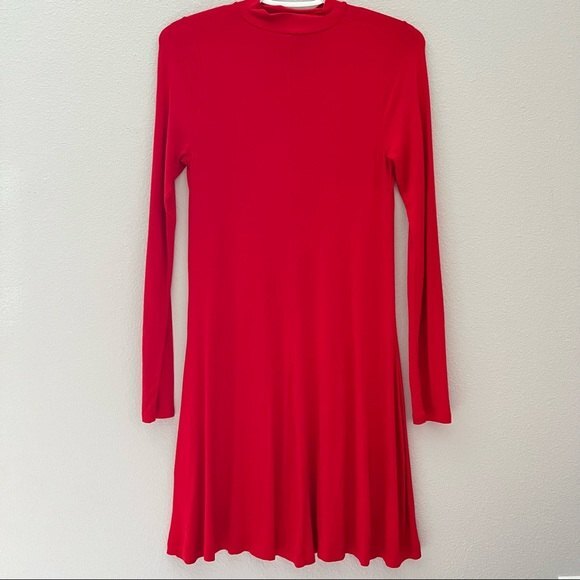 Express Long sleeve Red Cutout Stretch Jersey Knit Mini Dress Size XS - Picture 3 of 7